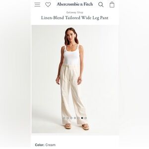 Abercrombie Linen Blend Wide Leg Trousers - Size Small Short - White/Cream